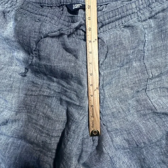 Lands' End Linen Capri Pants Women's 20W Blue Gray Elastic Waist Drawstring - Picture 7 of 10